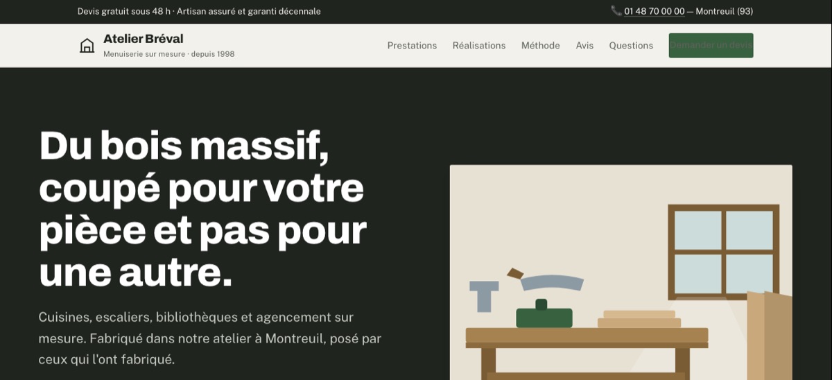 Page d'accueil du site Atelier Bréval